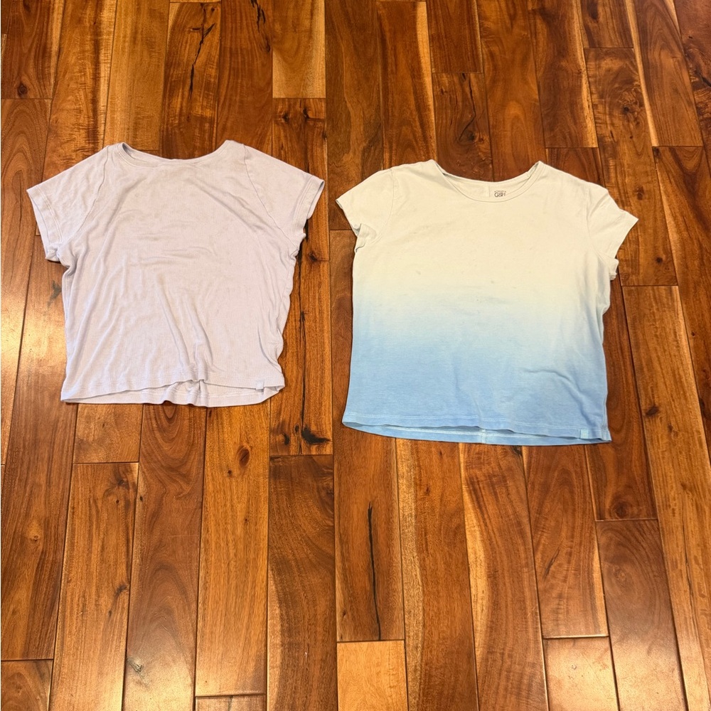 Blue and White Ombre Kids T-Shirt Lot of 2 Athleta Girl